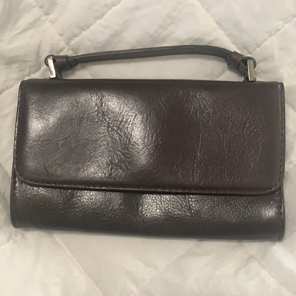 Hobo Intl leather wallet gray leather top handle